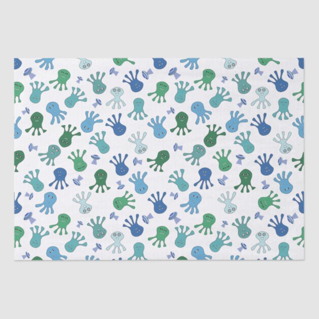 Cute Aliens Birthday Party Tissue Paper (Front)