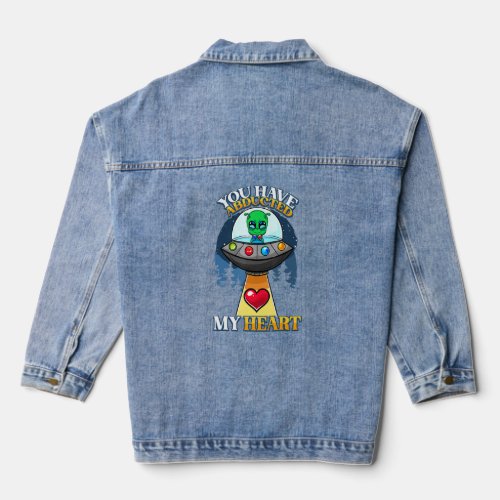 Cute Aliens Space Ufo Themed Love You Have Abducte Denim Jacket