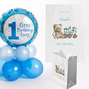 Cute All Aboard First Year Birthday Medium Gift Bag