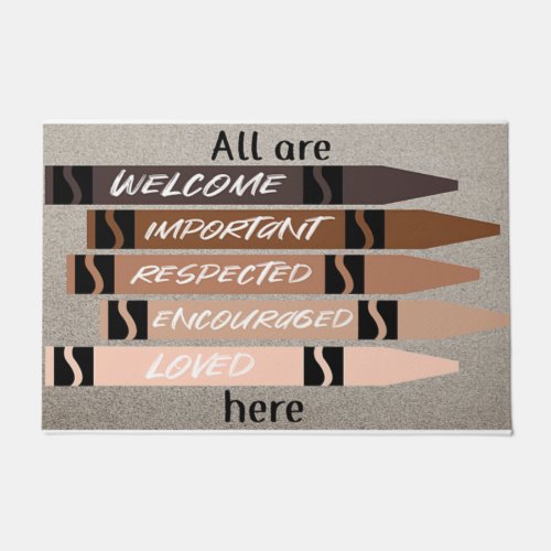 Cute All Are Here Mat Crayon  Doormat