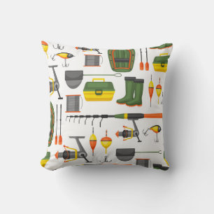 Cute All Necessary Fishing Elements Throw Pillow