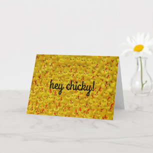 Cute All-Occasion Yellow Chicks Hey Chicky Blank  Card