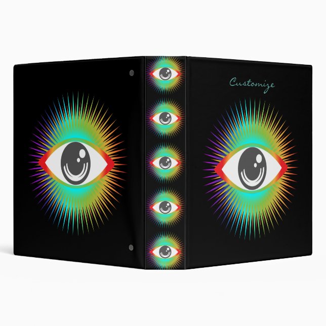 Cute All-seeing Alien Eye Thunder_Cove 3 Ring Binder (Background)