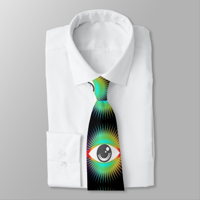 Cute All-seeing Alien Eye Thunder_Cove Neck Tie (Tied)