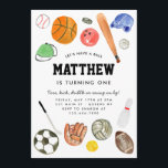 Cute All Star Sports Balls Team Kid Boy Birthday Invitation<br><div class="desc">Modern All Star Sports Balls Team Kids Birthday</div>