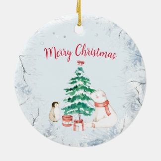 Cute All-white Christmas Ceramic Ornament