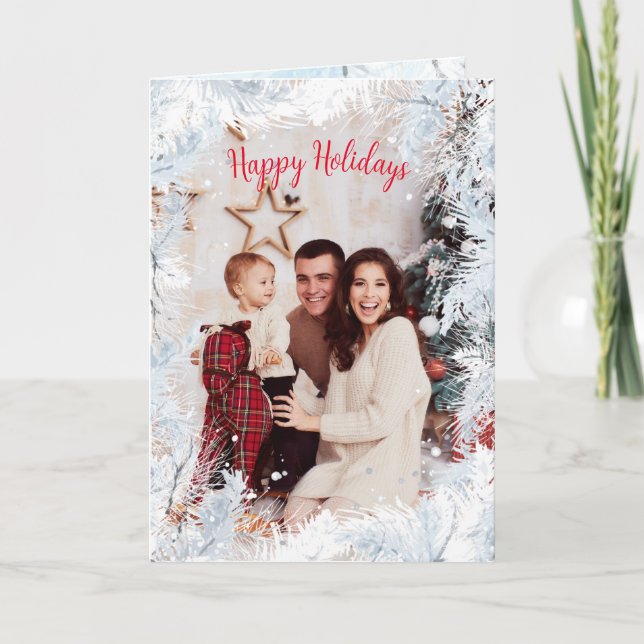Cute All-white Christmas Holiday Card (Front)