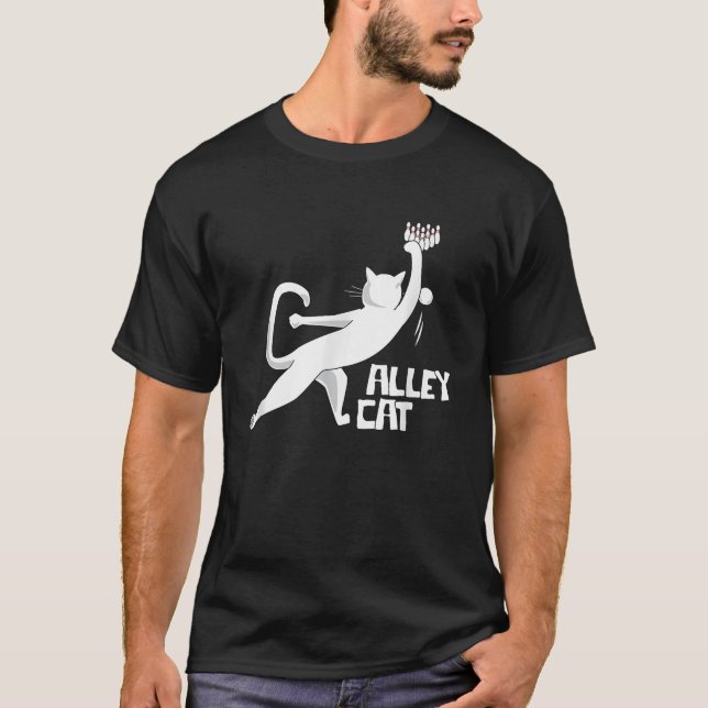 Cute Alley Cat Bowling Apparel for Cat Pun Loving  T-Shirt (Front)