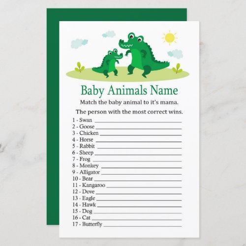 Cute Alligator Baby Animals Name Game