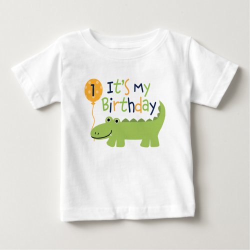 Cute Alligator Birthday Baby T_Shirt