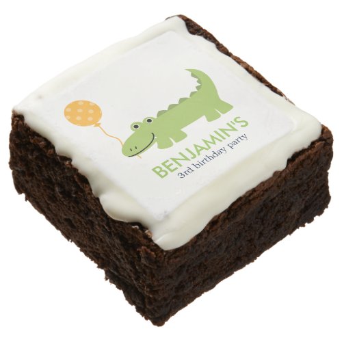 Cute Alligator Birthday Chocolate Brownie