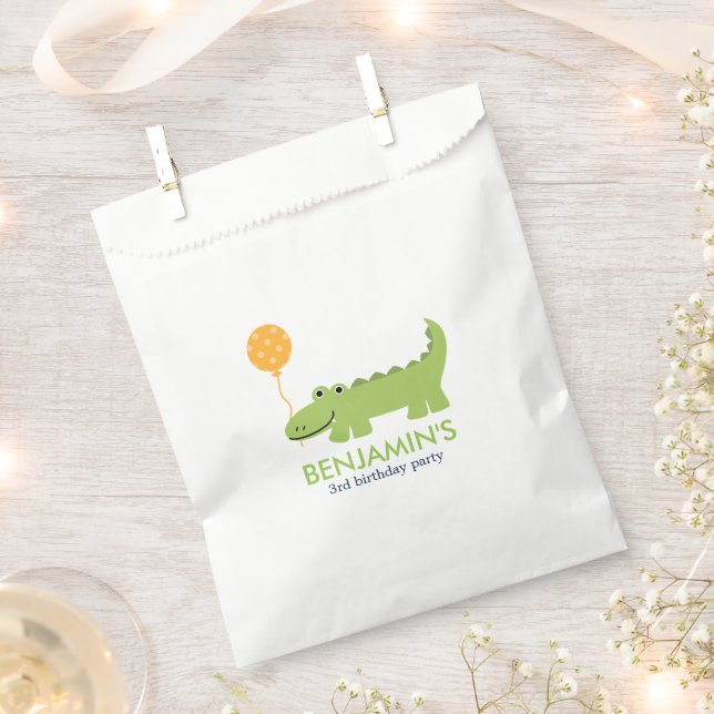 Cute Alligator Birthday Favor Bag (Clipped)