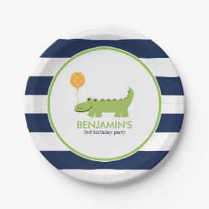 Cute Alligator Birthday Paper Plates