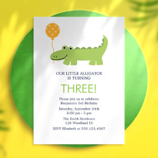 Cute Alligator Birthday Party Invitation