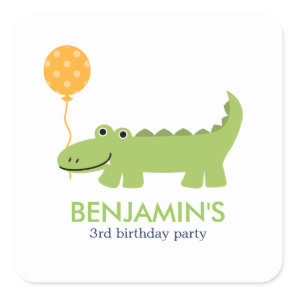 Cute Alligator Birthday Square Sticker