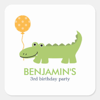 Cute Alligator Birthday Square Sticker