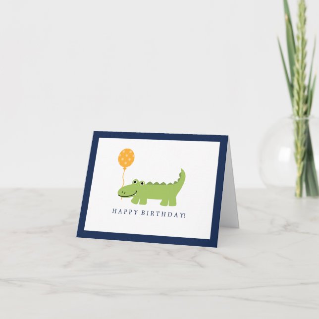 Cute Alligator Birthday Thank You Card (Front)