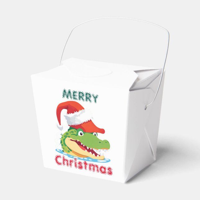 Cute alligator crocodile Christmas Safari Santa  Favor Boxes (Front Side)