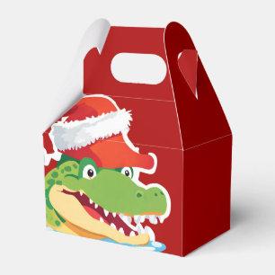 Cute alligator crocodile Christmas Safari Santa  Favor Boxes