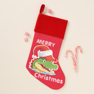 Cute alligator crocodile Christmas Safari Santa  Stocking