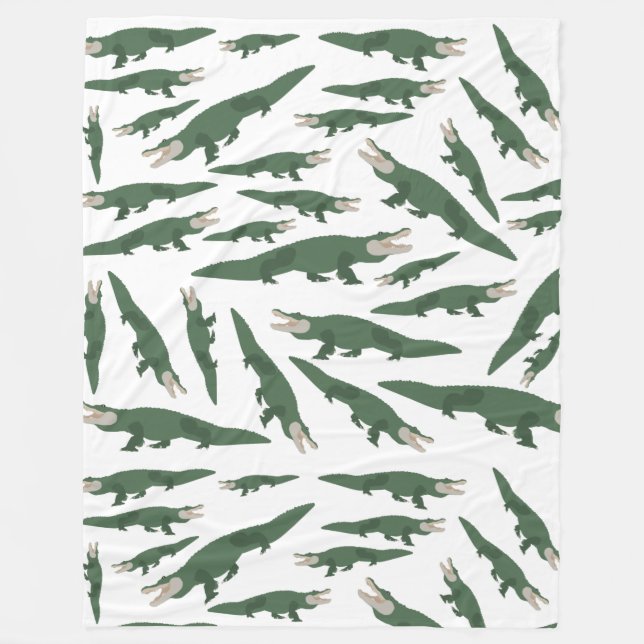 Cute Alligator Crocodile Pattern Fleece Blanket (Front)