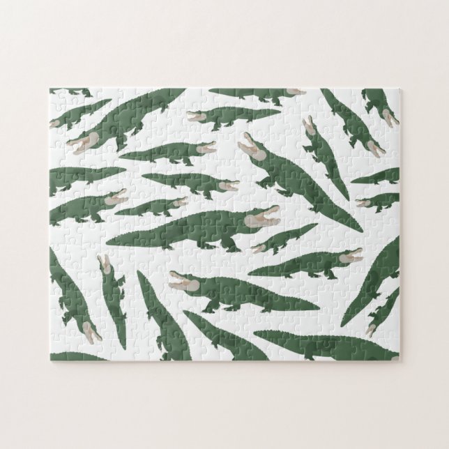 Cute Alligator Crocodile Pattern Jigsaw Puzzle (Horizontal)