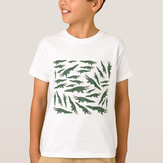 Cute Alligator Crocodile Pattern T-Shirt (Front)