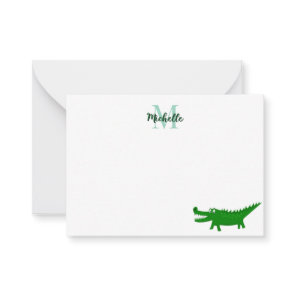 Cute Alligator Drawing Lined Personalized Note Card