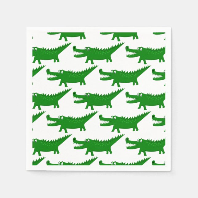  Cute Alligator Drawing Napkins (Front)