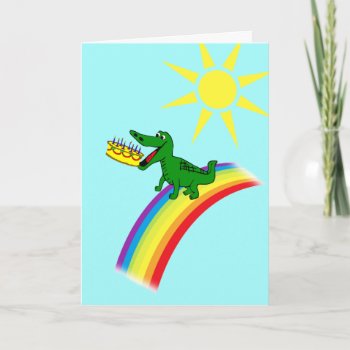 Cute Alligator Eats Cake Birthday Greeting Card by EnchantedBayou at Zazzle