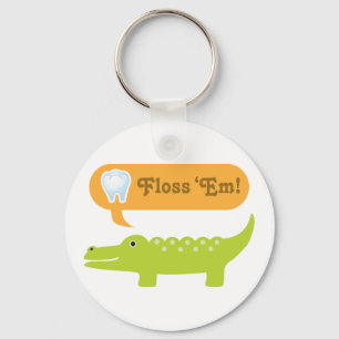 Cute Alligator Floss Dental Hygiene Keychain