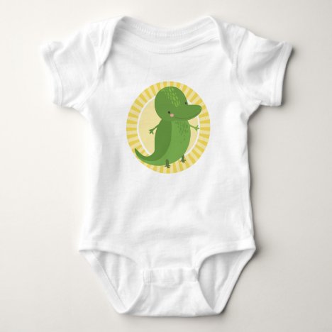 Cute Alligator - Funny Yellow Green Crocodile Baby Bodysuit