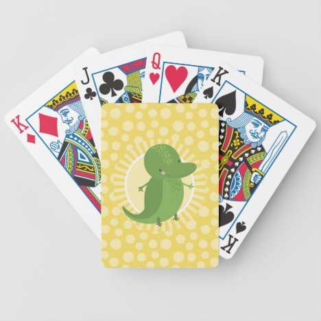 Cute Alligator - Funny Yellow Green Crocodile Bicycle Playing Cards