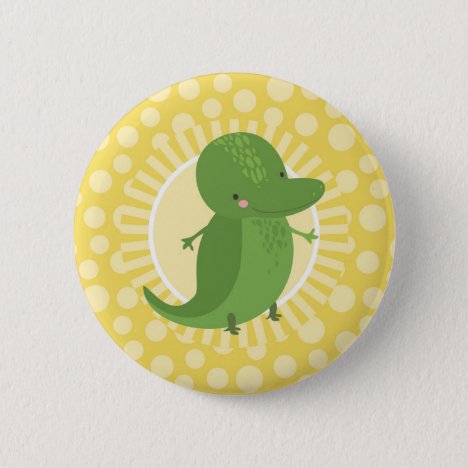 Cute Alligator - Funny Yellow Green Crocodile Button