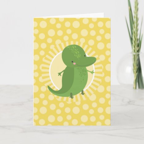Cute Alligator - Funny Yellow Green Crocodile Card