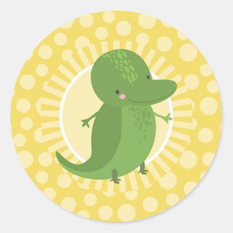Cute Alligator - Funny Yellow Green Crocodile Classic Round Sticker