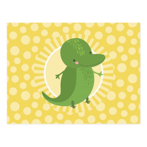 Cute Alligator - Funny Yellow Green Crocodile Postcard