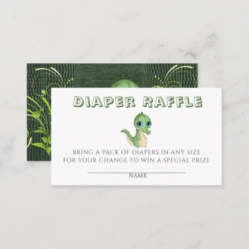 Cute Alligator Green Diaper Raffle Baby Shower Business Card