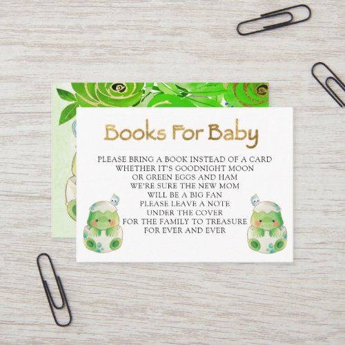 Cute Alligator Green Gold Florals Books For Baby Business Card