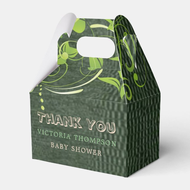 Cute Alligator Green Leather Baby Shower Favor Boxes (Front Side)