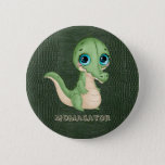Cute Alligator Green Leather Hide Baby Shower  Button at Zazzle