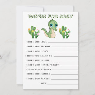 Cute Alligator Green Wishes Baby Shower Card