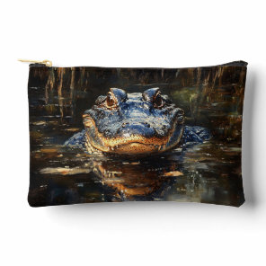 Cute Alligator in the Florida Everglades Painting Accessory Pouch