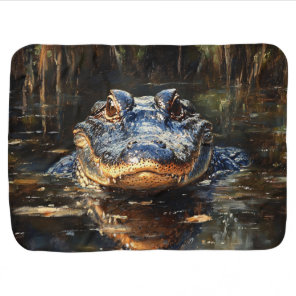 Cute Alligator in the Florida Everglades Painting Baby Blanket
