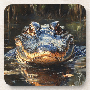 Cute Alligator in the Florida Everglades Painting Beverage Coaster