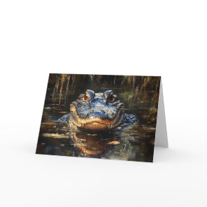 Cute Alligator in the Florida Everglades Painting Card