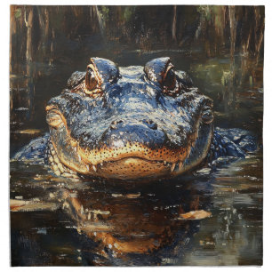Cute Alligator in the Florida Everglades Painting Cloth Napkin
