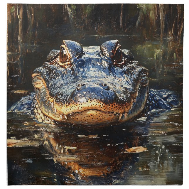 Cute Alligator in the Florida Everglades Painting Cloth Napkin (Front)
