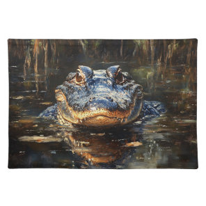 Cute Alligator in the Florida Everglades Painting Cloth Placemat