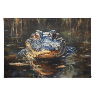 Cute Alligator in the Florida Everglades Painting Cloth Placemat